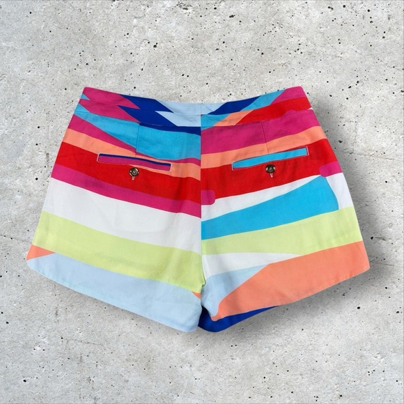 Crosby by Mollie Burch‎ Flat Front Rainbow Colorful Stripe Stripe Shorts Sz 4 - Picture 3 of 5